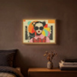 Meisje - Zonnebril - Kat - Retro Light Box met batterij (Wandlamp) middel -sfeer4