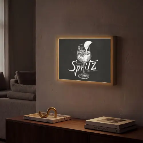 Glas spritz - Krijtletters - Ijsblokjes - Citroen Light Box met batterij (Wandlamp) middel -sfeer1