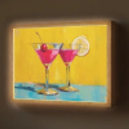 Glazen - Cocktail - Citroen - Kers Light Box met batterij (Wandlamp) middel -z3d_website