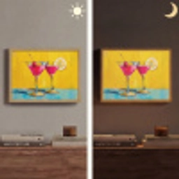 Glazen - Cocktail - Citroen - Kers Light Box met batterij (Wandlamp) middel -sfeer3