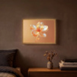 Glazen - Bloem - Oranje Light Box met batterij (Wandlamp) middel -sfeer4