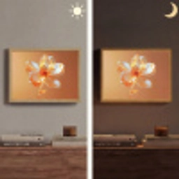 Glazen - Bloem - Oranje Light Box met batterij (Wandlamp) middel -sfeer3