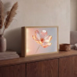 Glazen - Bloem - Roze Light Box met batterij (Wandlamp) middel -sfeer2