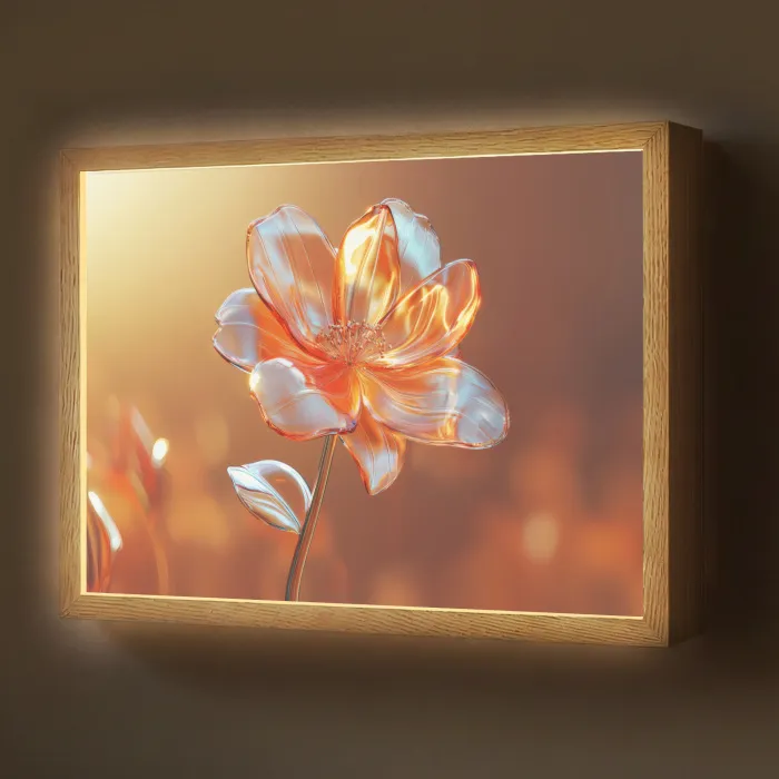 Glazen - Bloem - Zonlicht Light Box met batterij (Wandlamp) middel -z3d_website