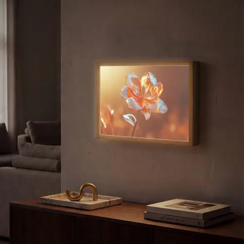 Glazen - Bloem - Zonlicht Light Box met batterij (Wandlamp) middel -sfeer1