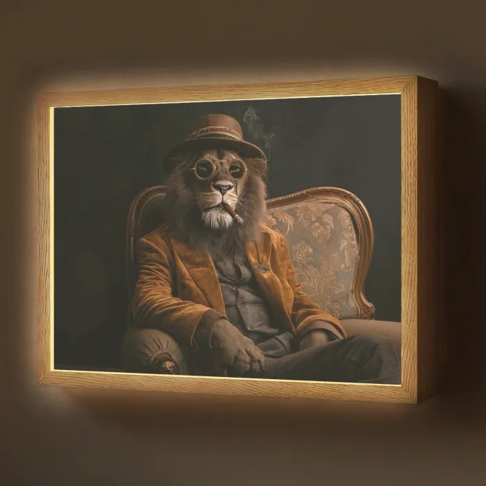 Bril - Leeuw - Bank - Hoed Light Box met batterij (Wandlamp) middel -z3d_website
