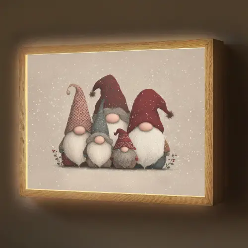Kabouters - Kerst - Sneeuw - Puntmutsen Light Box met batterij (Wandlamp) middel -z3d_website