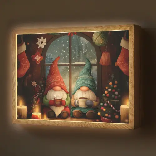 Gnooms - Kerst - Raam - Kleurrijk Light Box met batterij (Wandlamp) middel -z3d_website