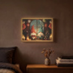 Gnooms - Kerst - Raam - Kleurrijk Light Box met batterij (Wandlamp) middel -sfeer4