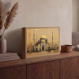 Goud - Abstracte penseelstreken - Moskee Light Box met batterij (Wandlamp) middel -sfeer2