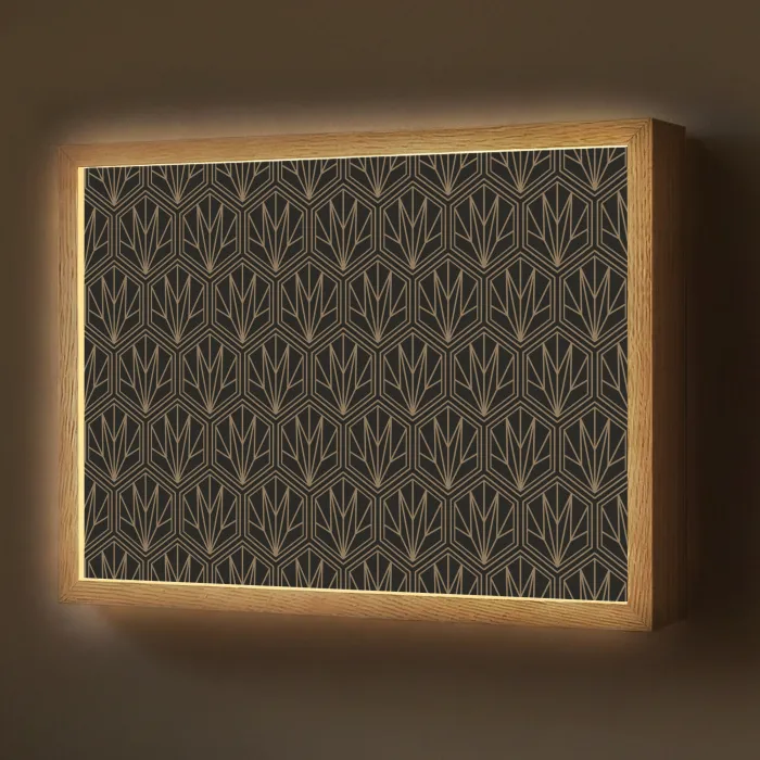 Goud - Zwart - Lijnen Light Box met batterij (Wandlamp) middel 907 -z3d_website