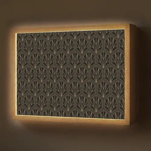 Goud - Zwart - Lijnen Light Box met batterij (Wandlamp) middel 907 -z3d_website