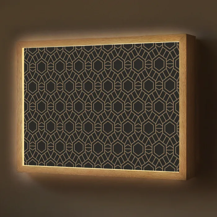 Goud - Zwart - Rozetstructuur Light Box met batterij (Wandlamp) middel 907 -z3d_website