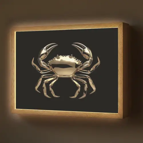 Goud - Krab - Dieren - Zwart Light Box met batterij (Wandlamp) middel -z3d_website