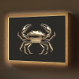 Goud - Krab - Dieren - Zwart Light Box met batterij (Wandlamp) middel -z3d_website