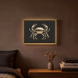 Goud - Krab - Dieren - Zwart Light Box met batterij (Wandlamp) middel -sfeer4