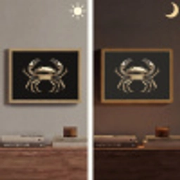 Goud - Krab - Dieren - Zwart Light Box met batterij (Wandlamp) middel -sfeer3