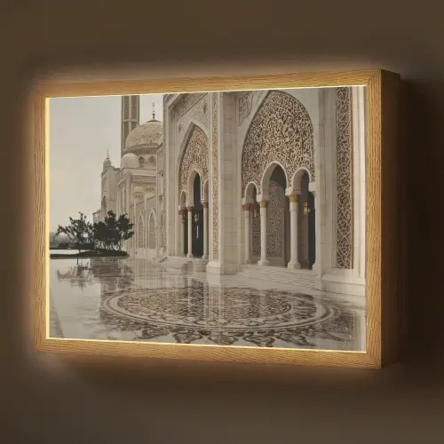 Gouden details - Marmer - Islamitisch Light Box met batterij (Wandlamp) middel -z3d_website