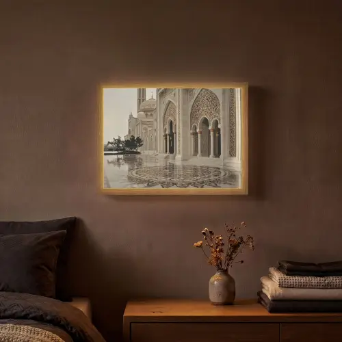 Gouden details - Marmer - Islamitisch Light Box met batterij (Wandlamp) middel -sfeer4