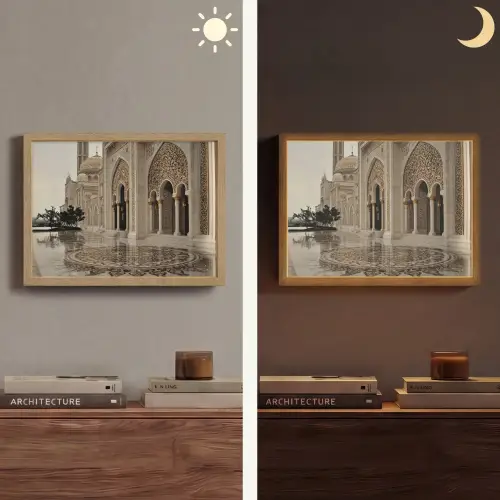 Gouden details - Marmer - Islamitisch Light Box met batterij (Wandlamp) middel -sfeer3