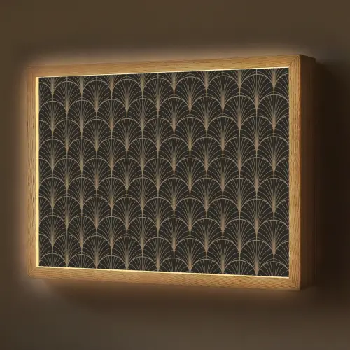 Gouden - Waaiers - Zwart Light Box met batterij (Wandlamp) middel 907 -z3d_website