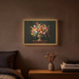 Goud - Bloemen - Kleuren - Vaas Light Box met batterij (Wandlamp) middel -sfeer4