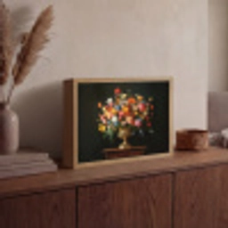 Goud - Bloemen - Kleuren - Vaas Light Box met batterij (Wandlamp) middel -sfeer2