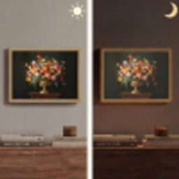 Goud - Bloemen - Kleuren - Vaas Light Box met batterij (Wandlamp) middel -sfeer3