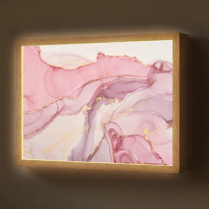 Goud - Marmer - Roze Light Box met batterij (Wandlamp) middel -z3d_website