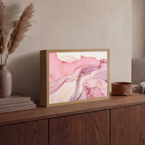 Goud - Marmer - Roze Light Box met batterij (Wandlamp) middel -sfeer2