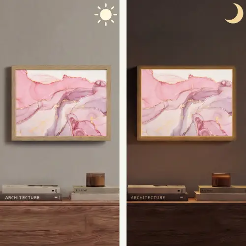 Goud - Marmer - Roze Light Box met batterij (Wandlamp) middel -sfeer3