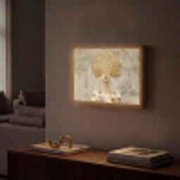 Goud - Portret - Vrouw Light Box met batterij (Wandlamp) middel -sfeer1