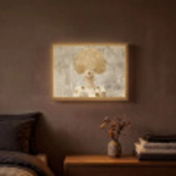 Goud - Portret - Vrouw Light Box met batterij (Wandlamp) middel -sfeer4
