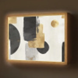 Goud - Rechthoeken - Cirkels - Abstract Light Box met batterij (Wandlamp) middel -z3d_website