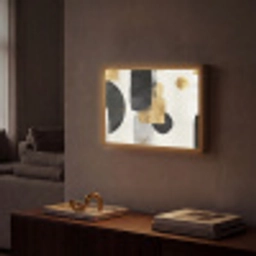 Goud - Rechthoeken - Cirkels - Abstract Light Box met batterij (Wandlamp) middel -sfeer1