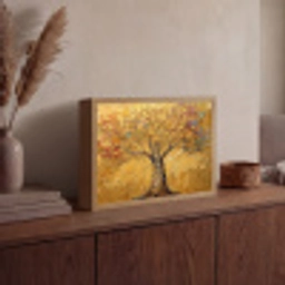 Goud - Boom - Abstract - Modern Light Box met batterij (Wandlamp) middel -sfeer2
