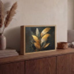 Gouden Bladcompositie – Botanische Luxe Light Box met batterij (Wandlamp) middel -sfeer2