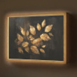 Gouden Bladeren op Donkere Achtergrond Light Box met batterij (Wandlamp) middel -z3d_website