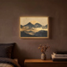 Gouden Bergen bij Maanlicht Light Box met batterij (Wandlamp) middel -sfeer4