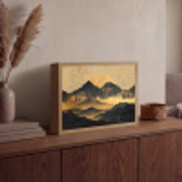 Gouden Bergen bij Maanlicht Light Box met batterij (Wandlamp) middel -sfeer2