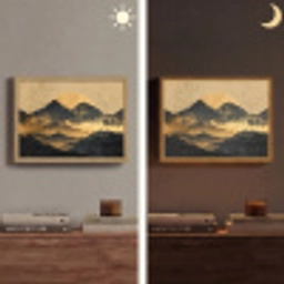 Gouden Bergen bij Maanlicht Light Box met batterij (Wandlamp) middel -sfeer3