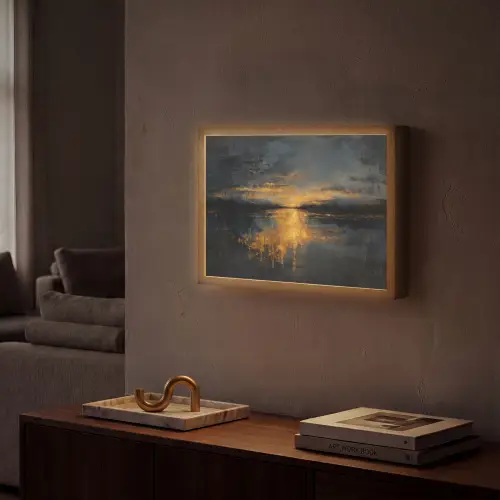 Gouden Reflectie op Water Light Box met batterij (Wandlamp) middel -sfeer1