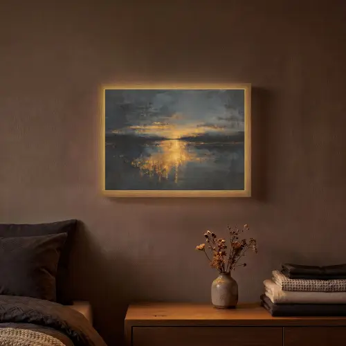 Gouden Reflectie op Water Light Box met batterij (Wandlamp) middel -sfeer4