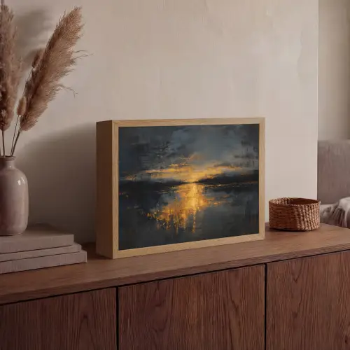 Gouden Reflectie op Water Light Box met batterij (Wandlamp) middel -sfeer2