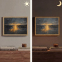 Gouden Reflectie op Water Light Box met batterij (Wandlamp) middel -sfeer3