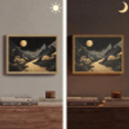 Gouden rivier - Bergen - Maan - Sterrenhemel Light Box met batterij (Wandlamp) middel -sfeer3