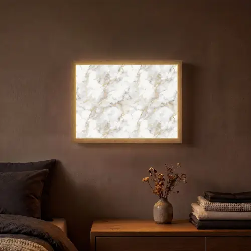 Gouden aders - Marmer - Wit Light Box met batterij (Wandlamp) middel 907 -sfeer4