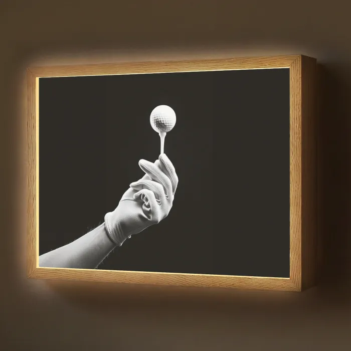 Golfbal - Zwart - Wit Light Box met batterij (Wandlamp) middel -z3d_website