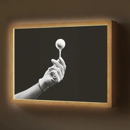 Golfbal - Zwart - Wit Light Box met batterij (Wandlamp) middel -z3d_website