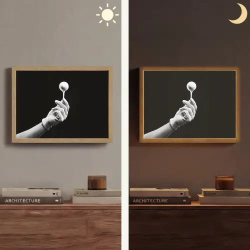 Golfbal - Zwart - Wit Light Box met batterij (Wandlamp) middel -sfeer3